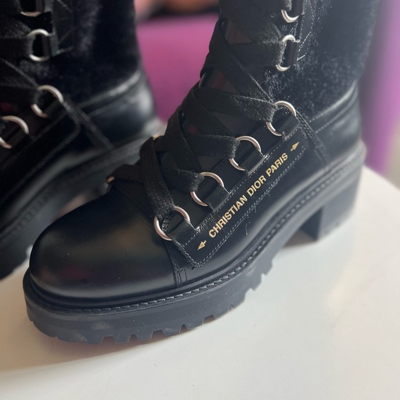 Dior D-Fight Mid Calf Black Combat Boots - Picture 15 of 15